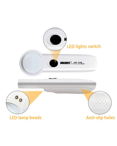 Оптична лупа Jakemy JM-Z19 з LED підсвіткою 8X збільшення