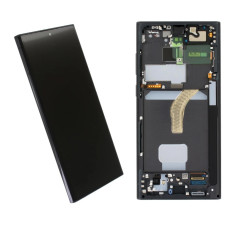 Дисплей Samsung S908 Galaxy S22 Ultra з сенсором в рамці (Чорний) Original Assembled