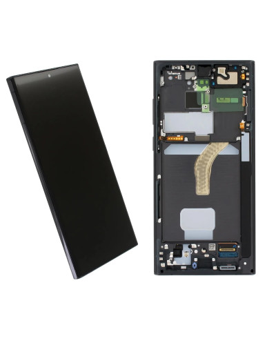 Дисплей Samsung S908 Galaxy S22 Ultra з сенсором в рамці (Чорний) Service Original
