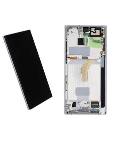 Дисплей Samsung S908 Galaxy S22 Ultra з сенсором в рамці (Білий) Service Original