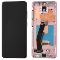 Дисплей Samsung G980 Galaxy S20 / G981 Galaxy S20 5G з сенсором в рамці (Рожевий) Service Original