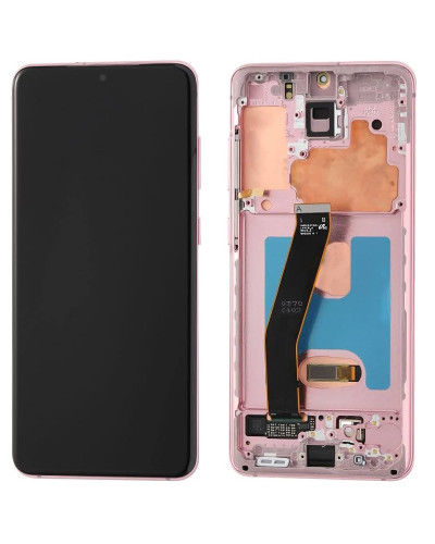 Дисплей Samsung G980 Galaxy S20 / G981 Galaxy S20 5G з сенсором в рамці (Рожевий) Service Original