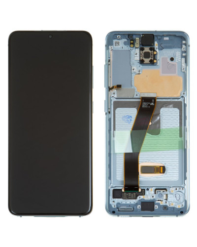 Дисплей Samsung G980 Galaxy S20 / G981 Galaxy S20 5G з сенсором в рамці (Синій) Service Original