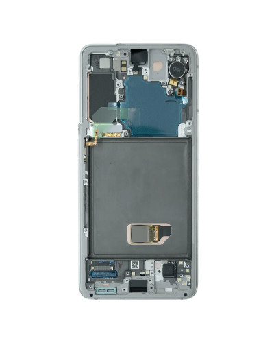 Дисплей Samsung G991 Galaxy S21 з сенсором в рамці з акумулятором (Білий) знятий з телефону / Original 100%
