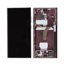 Дисплей Samsung S908 Galaxy S22 Ultra з сенсором в рамці (Burgundy) Service Original