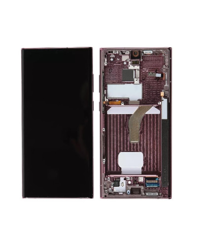 Дисплей Samsung S908 Galaxy S22 Ultra з сенсором в рамці (Burgundy) Service Original