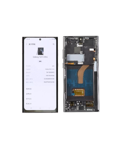 Дисплей Samsung S908 Galaxy S22 Ultra з сенсором в рамці (Чорний) OLED / original size